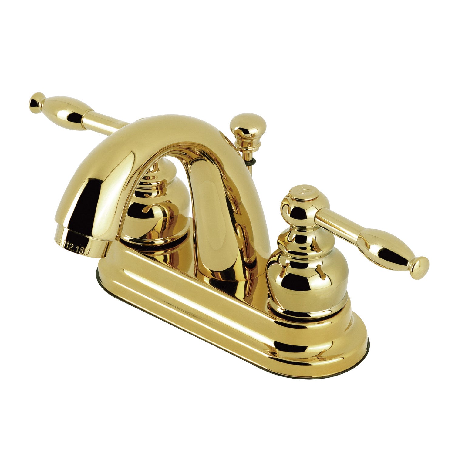 Kingston Tulare KB5612KL - Knight Double-Handle 3-Hole Deck Mount 4-Inch Centerset Bathroom Faucet with Pop-Up Drain, Polished Brass — image 1